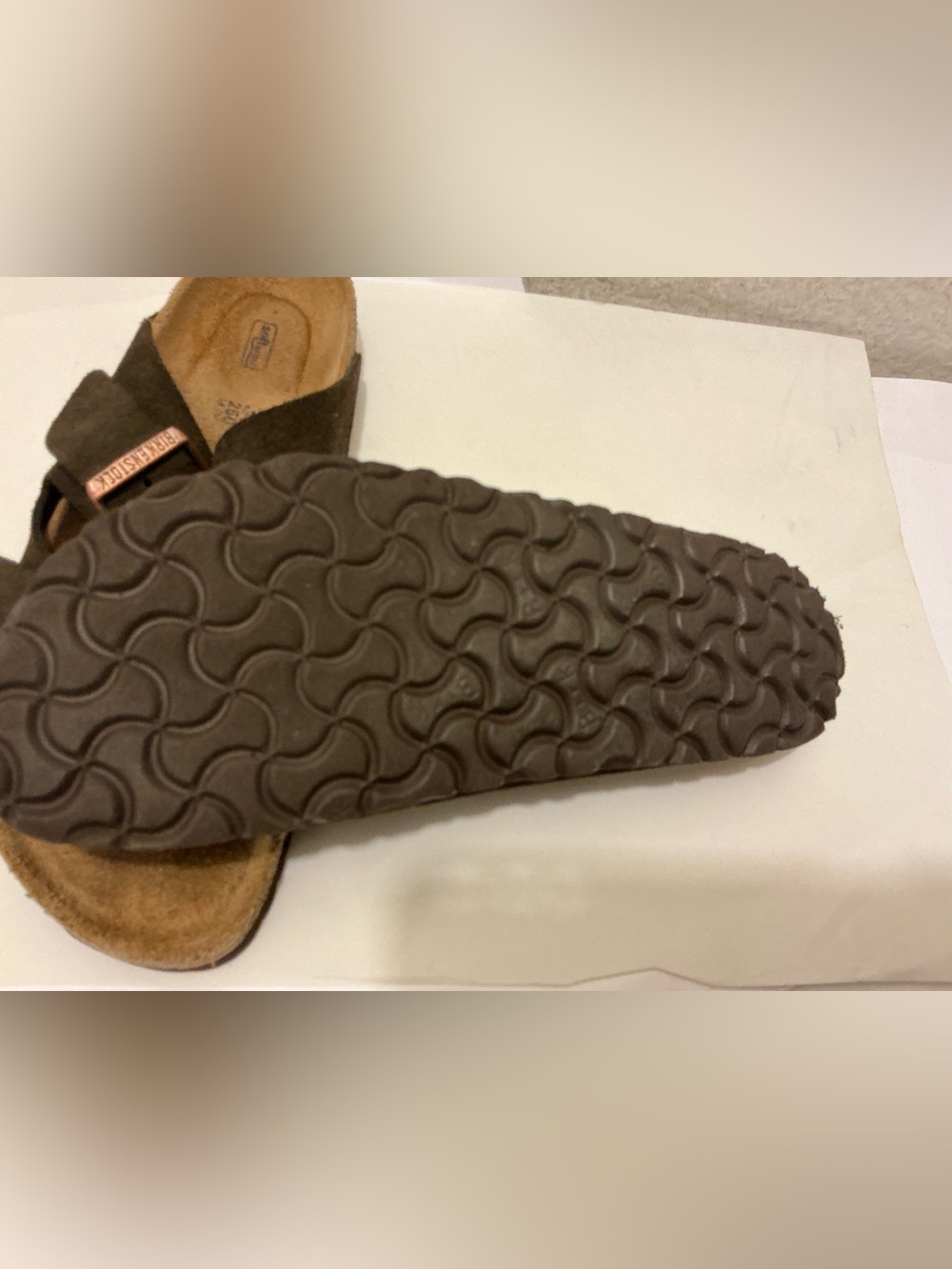 Birkenstock Two-Strap Suede softbed Slide Sandal - Dark Brown 39 - Picture 6 of 9